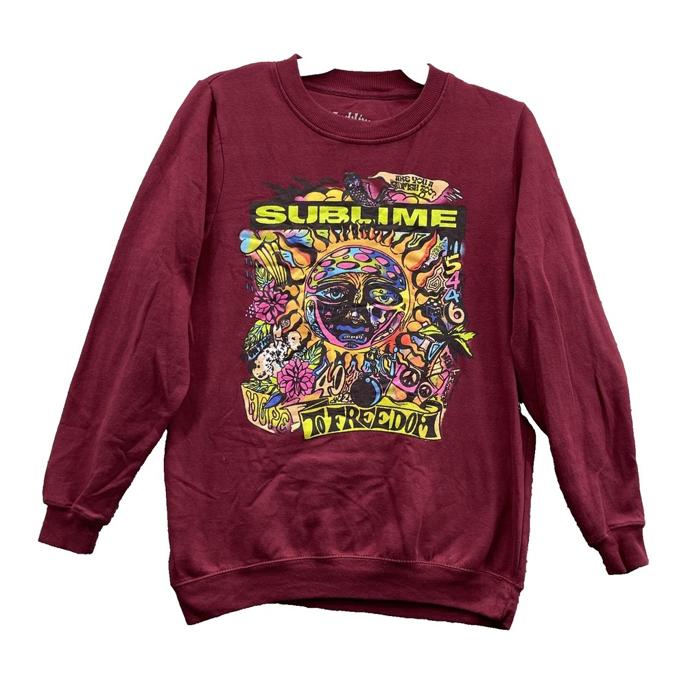 Sublime Sweatshirt Large Maroon To Freedom Psychedelic Reggae Punk Rock Band Y2K